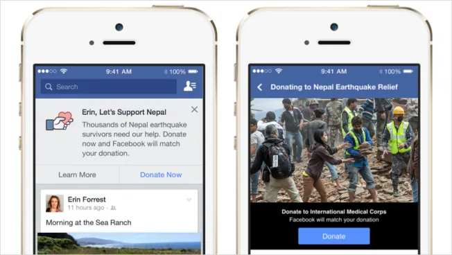 donate nepal via facebook