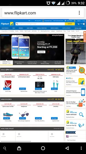 Open Flipkart on Mobile Browser