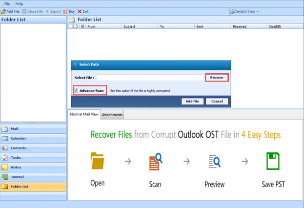 How to use Advanced Scan feature of MS Outlook Recovery