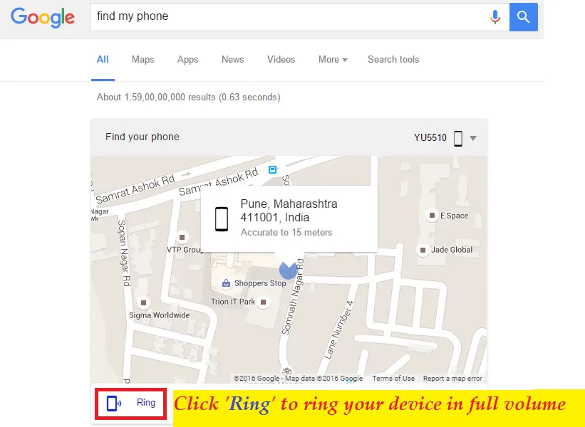 Find your android phone on google